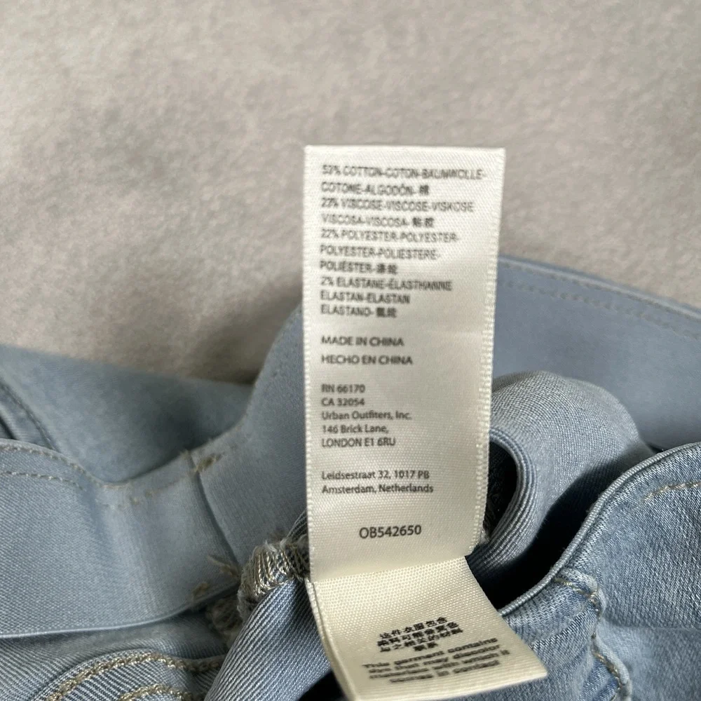 Free People Pull On Flared Jeans Women 33x32‎ Blue Light Wash Elastic Waist
